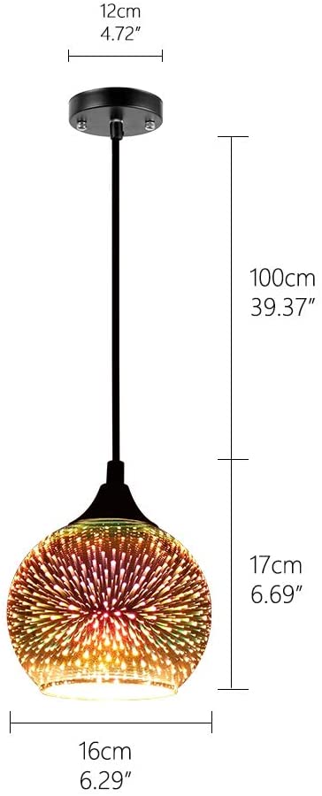 JEUNEU A Set of 3 Modern Glass Colourful 3D Firework Pendant Lamp
