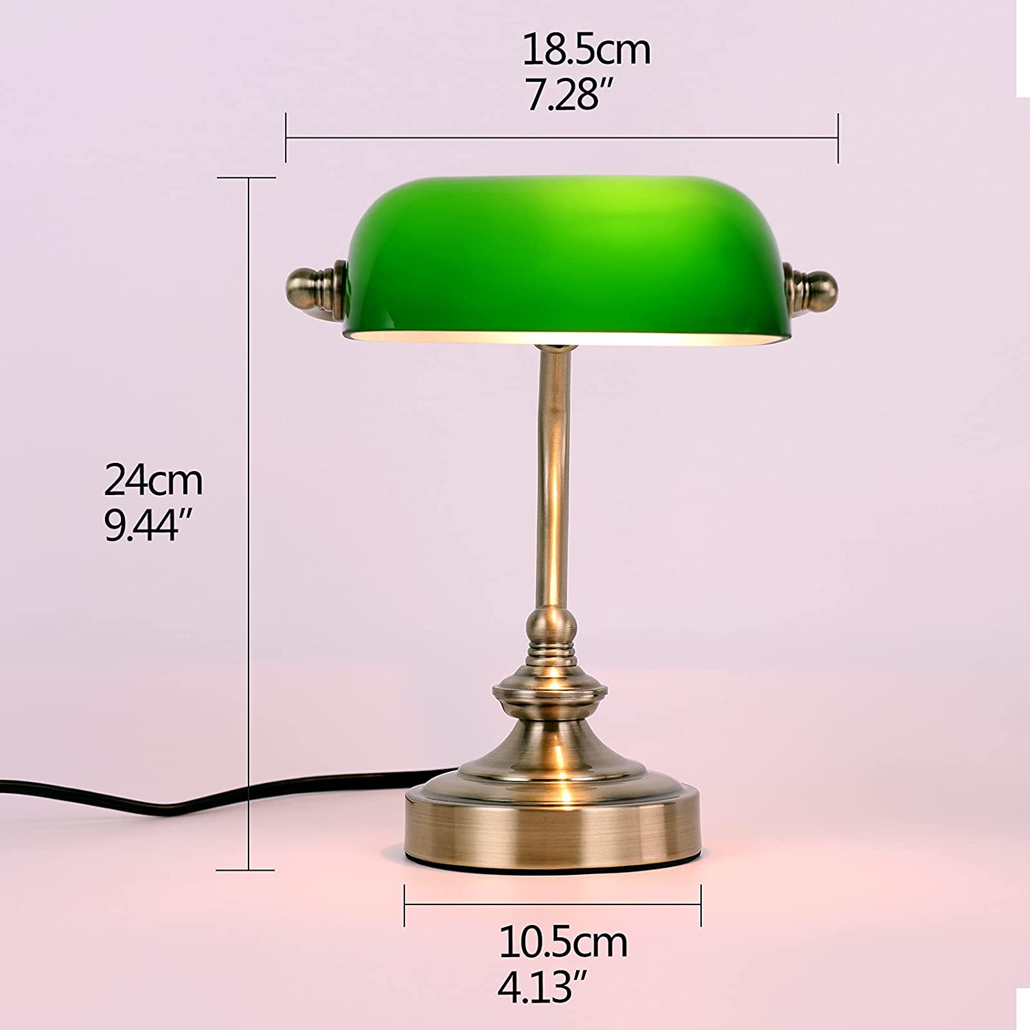 JEUNEU Green Glass Bankers Desk Lamp