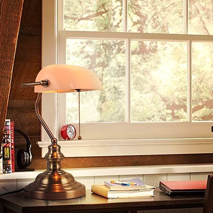 JEUNEU Retro Bronze Desk Lamp for Home Office