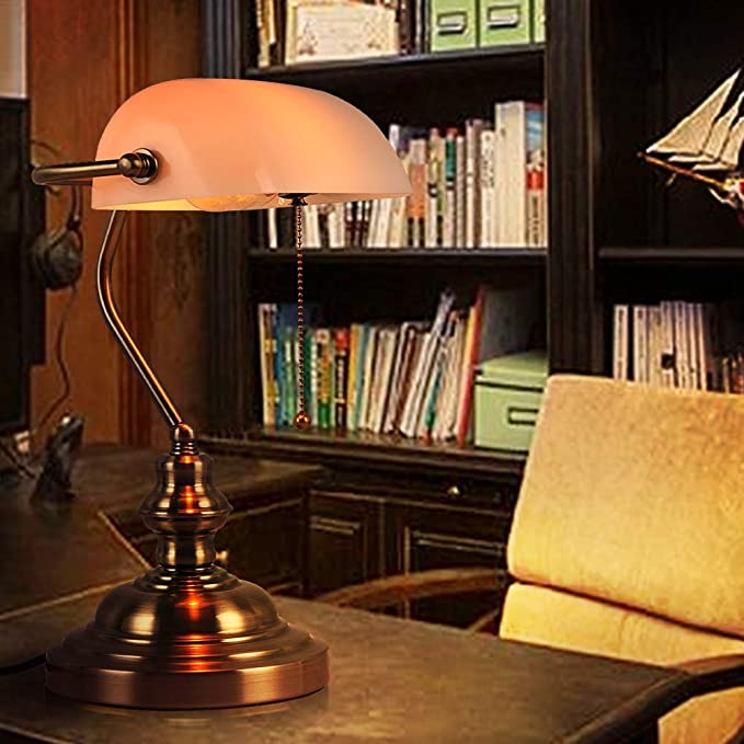 JEUNEU Retro Bronze Desk Lamp for Home Office