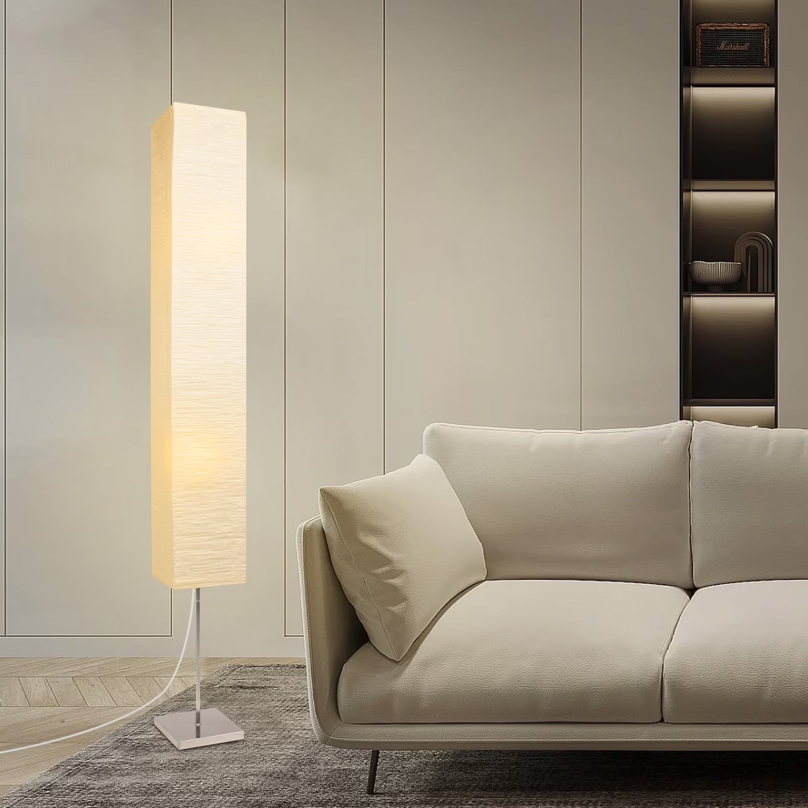 Japanese White Rice Paper Shade Floor Lamp