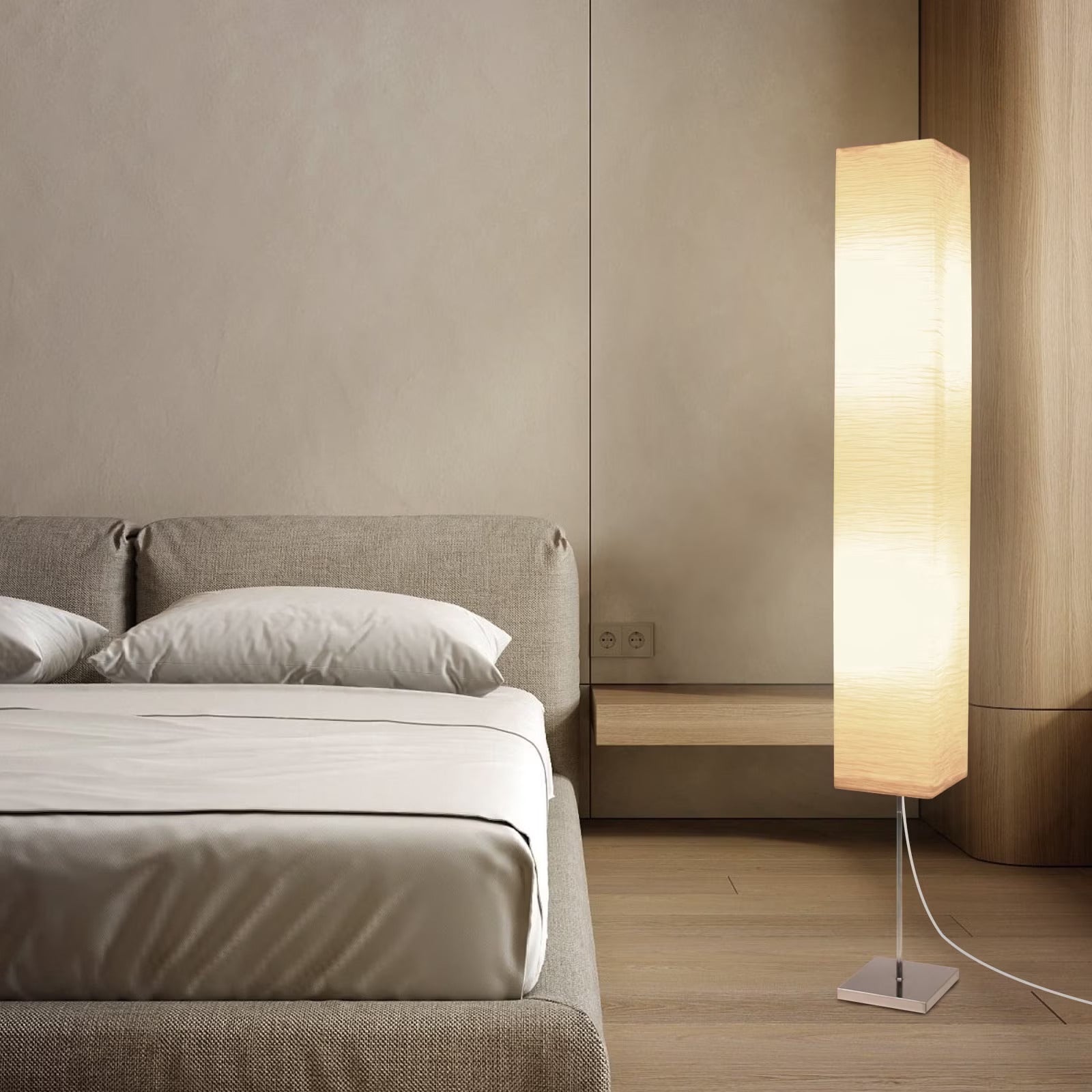 Japanese White Rice Paper Shade Floor Lamp