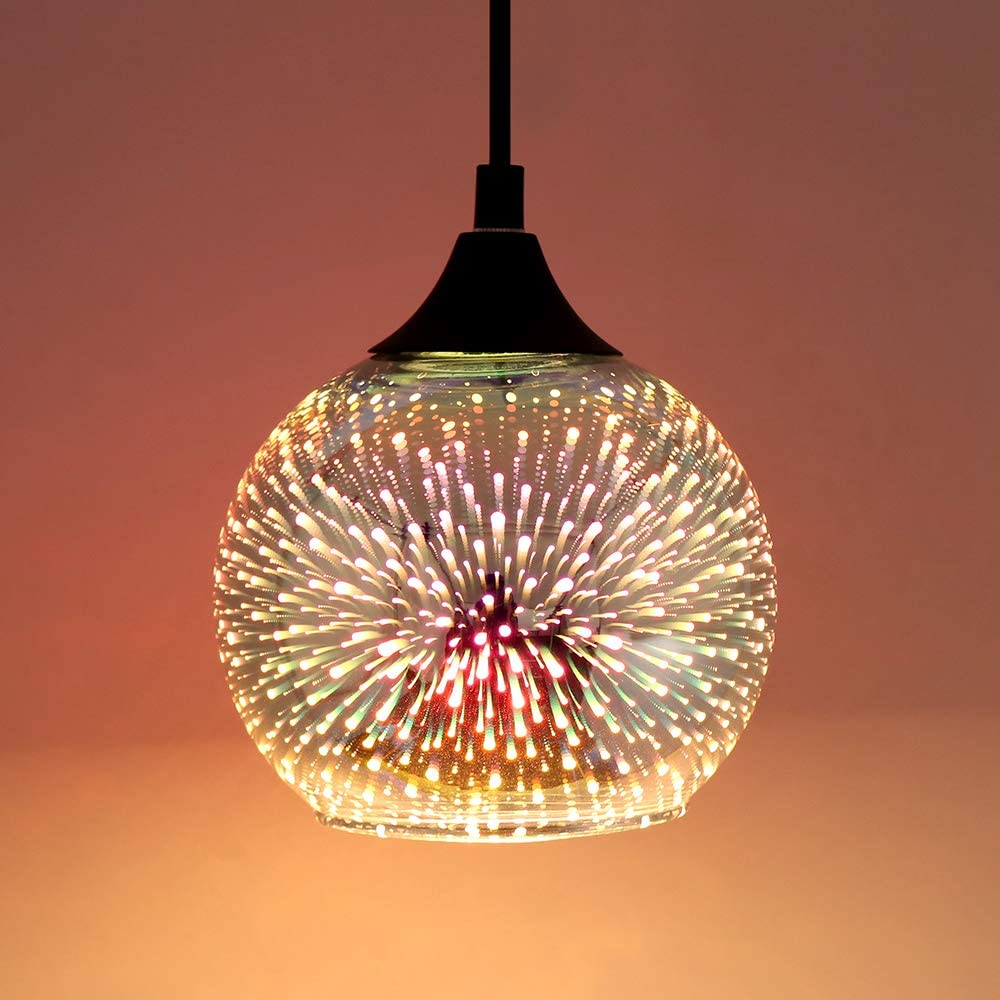 JEUNEU 3D Colorful A Set of 3 Glass Firework Pendant Lamp