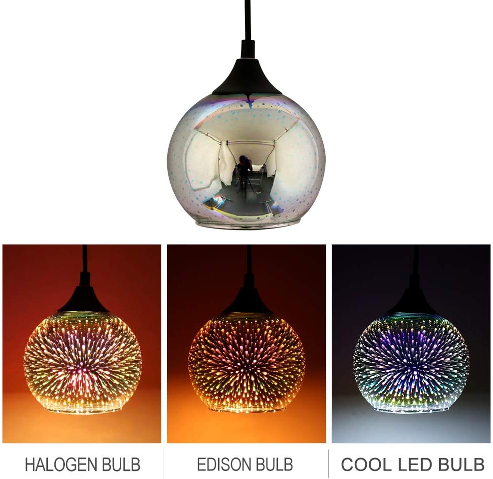 JEUNEU 3D Colorful A Set of 3 Glass Firework Pendant Lamp