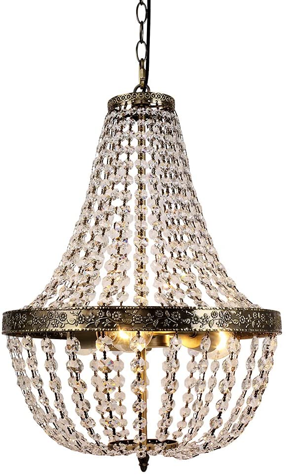 JEUNEU 3 Lights Crystal Chandelier Pendant Lamp