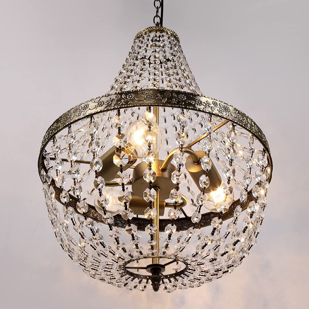 JEUNEU 3 Lights Crystal Chandelier Pendant Lamp