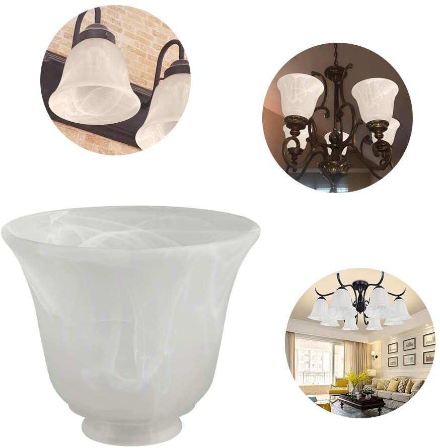 JEUNEU 3 Pack White Alabaster Glass Lampshade for Lamp Replacement