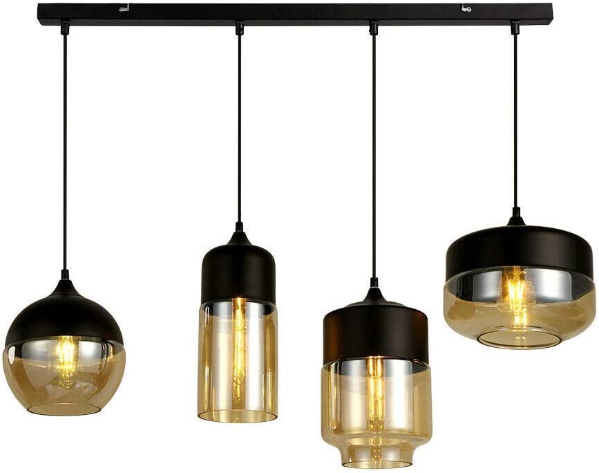 JEUNEU 4-Lights Nordic Adjustable Hanging Glass Pendant Lights Fixtures