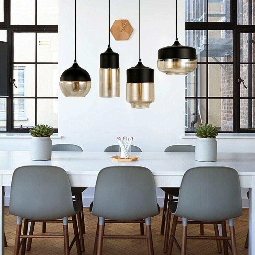 JEUNEU 4-Lights Nordic Adjustable Hanging Glass Pendant Lights Fixtures