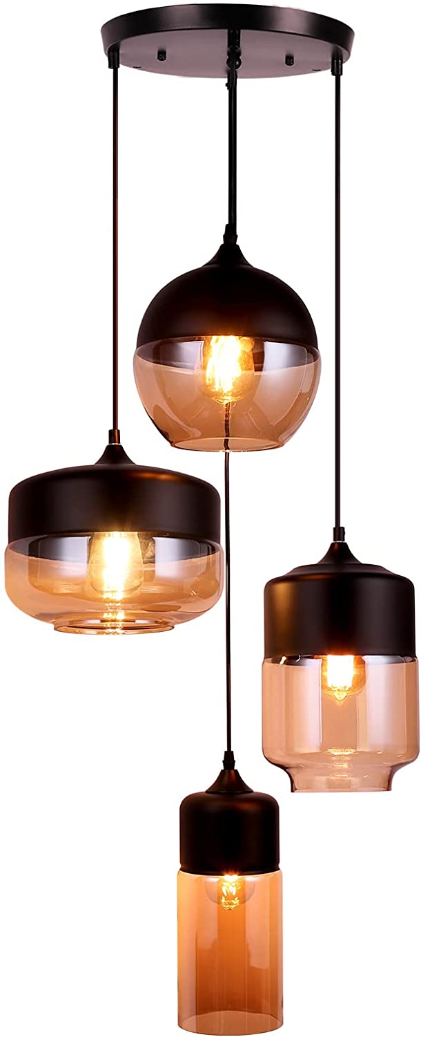JEUNEU 4-Lights Nordic Adjustable  Glass Pendant Lights Fixtures