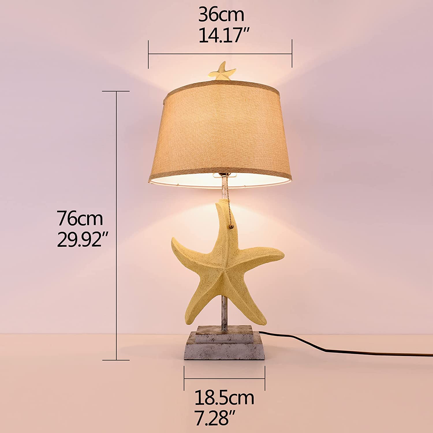 JEUNEU Art Decor Fabric Tapered Drum Shade Desk Lamp