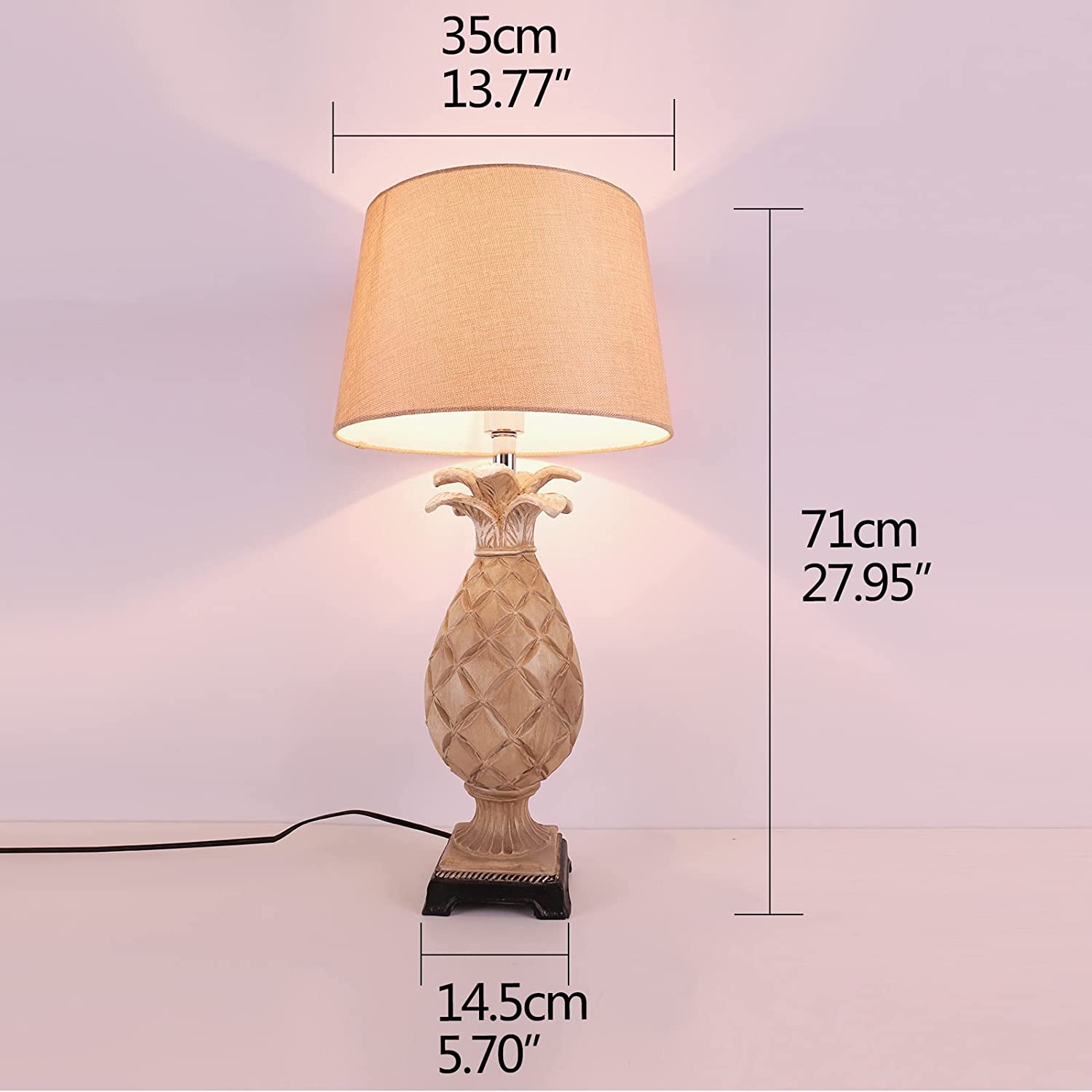 JEUNEU Art Decor Fabric Tapered Drum Shade Desk Lamp