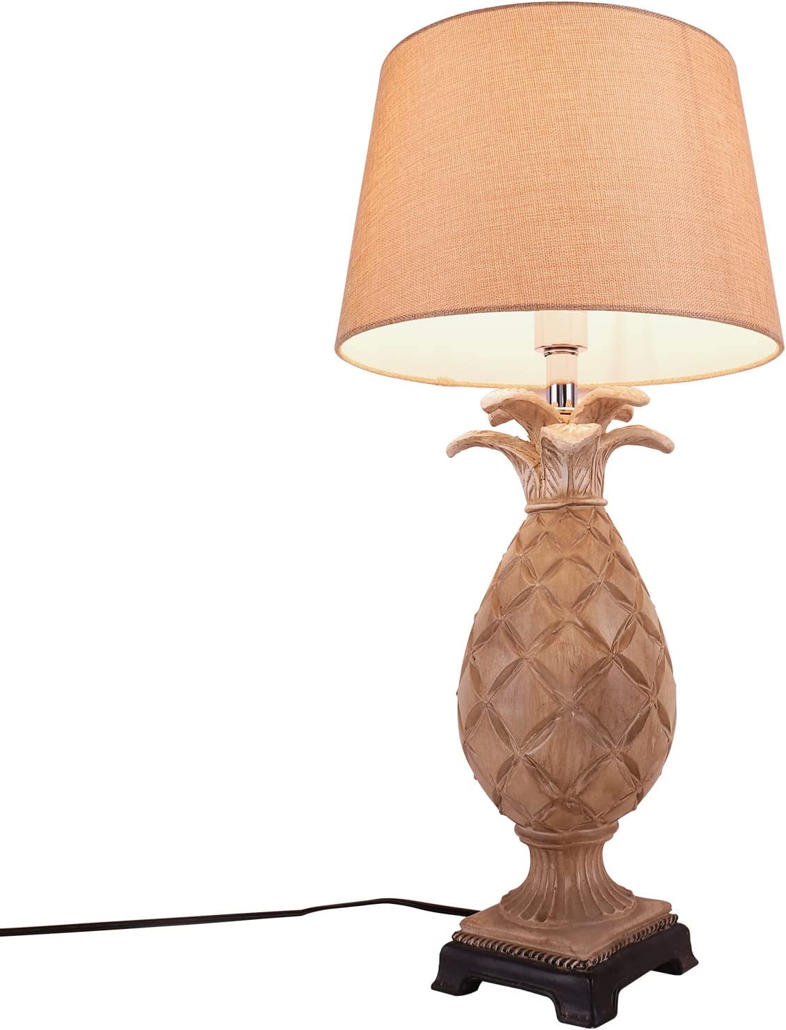 JEUNEU Art Decor Fabric Tapered Drum Shade Desk Lamp