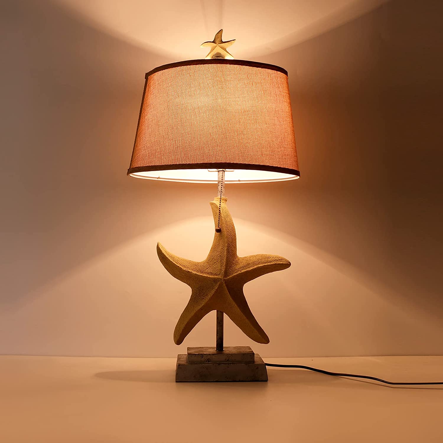JEUNEU Art Decor Fabric Tapered Drum Shade Desk Lamp
