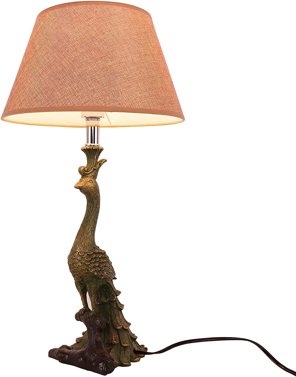 JEUNEU Art Decor Fabric Tapered Drum Shade Desk Lamp