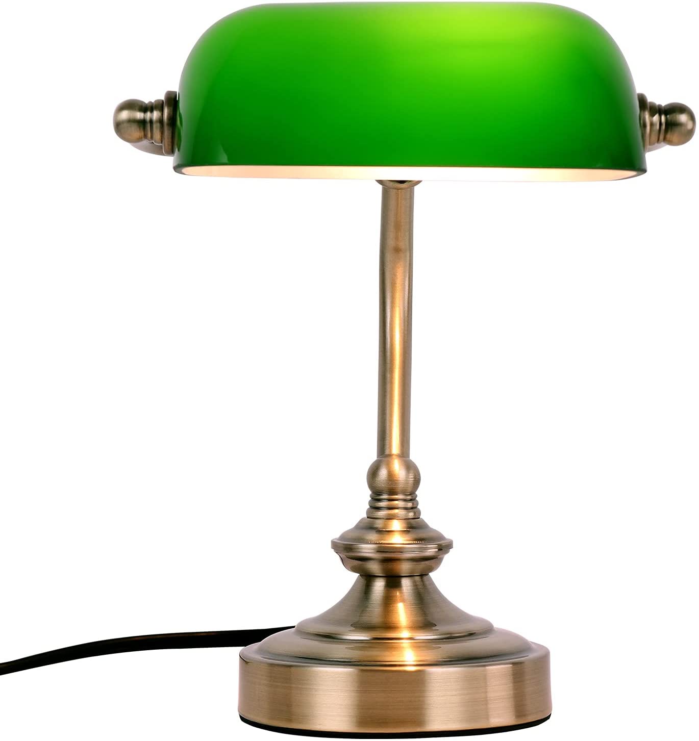 JEUNEU Green Glass Bankers Desk Lamp