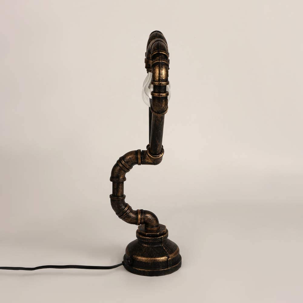 JEUNEU Industrial Pipe Steam Punk Heart Table Lamp
