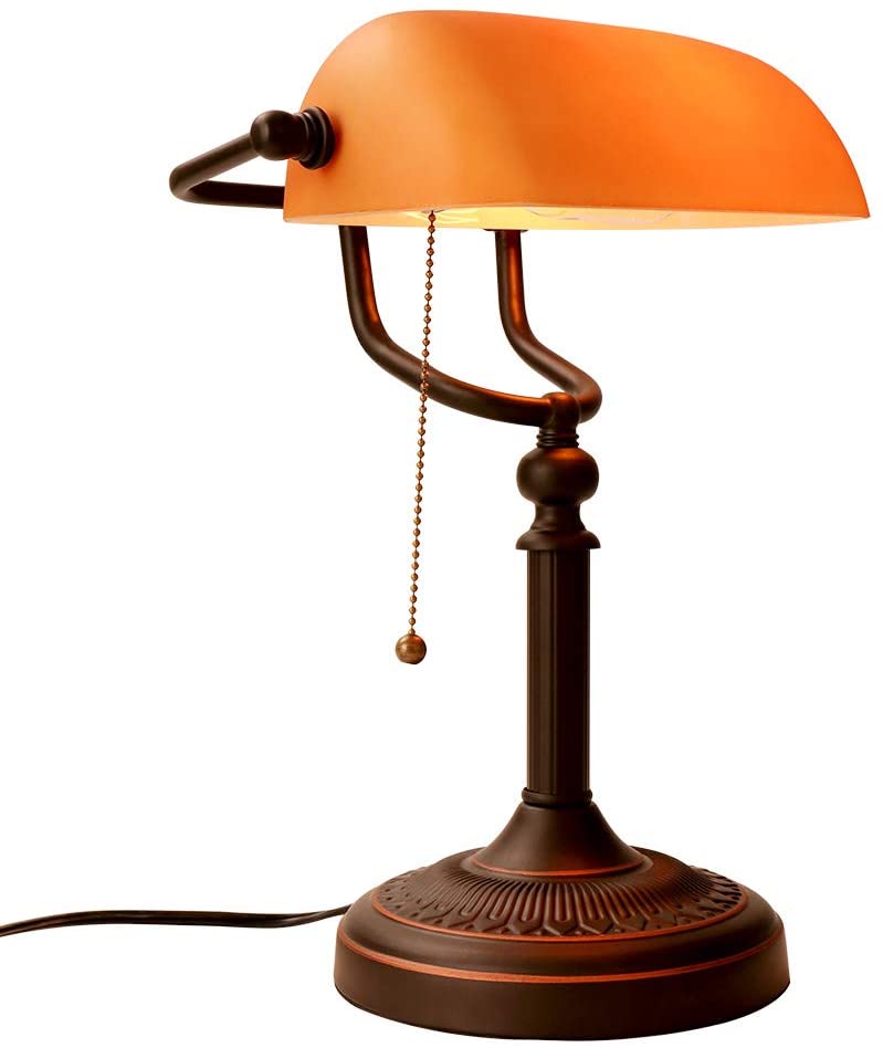 JEUNEU Matted Amber Glass Bankers Lamp Shade