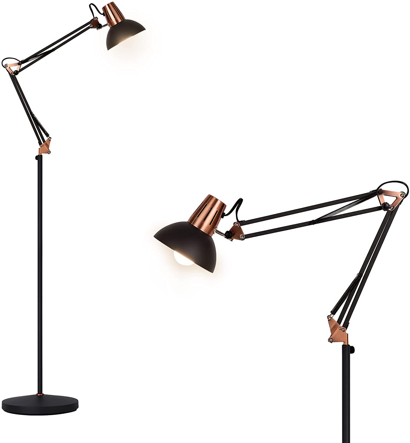 JEUNEU Metal Swing Arm Floor Lamp - Adjustable Architect Reading Lamp