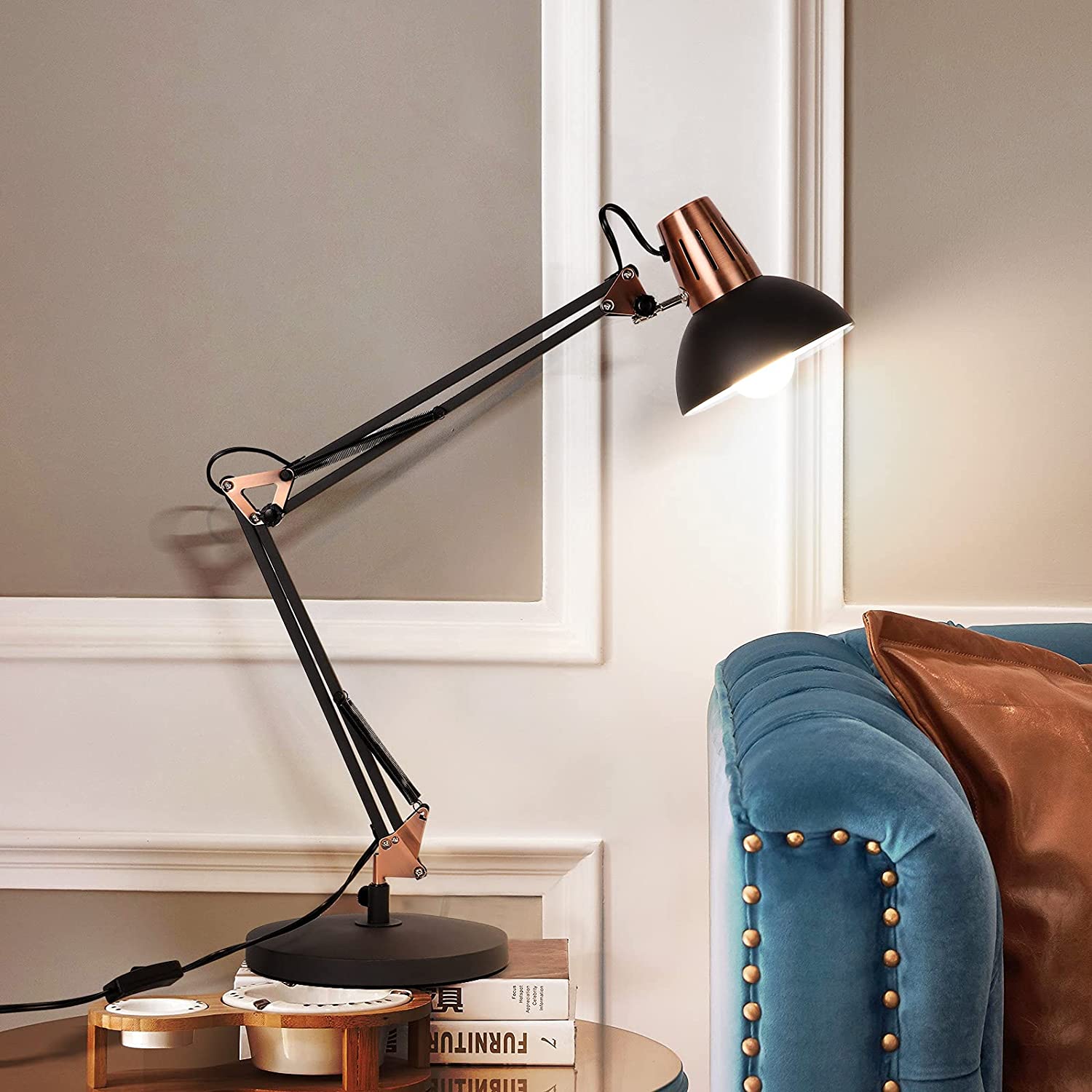 JEUNEU Metal Swing Arm Floor Lamp-Adjustable Architect Reading Lamp