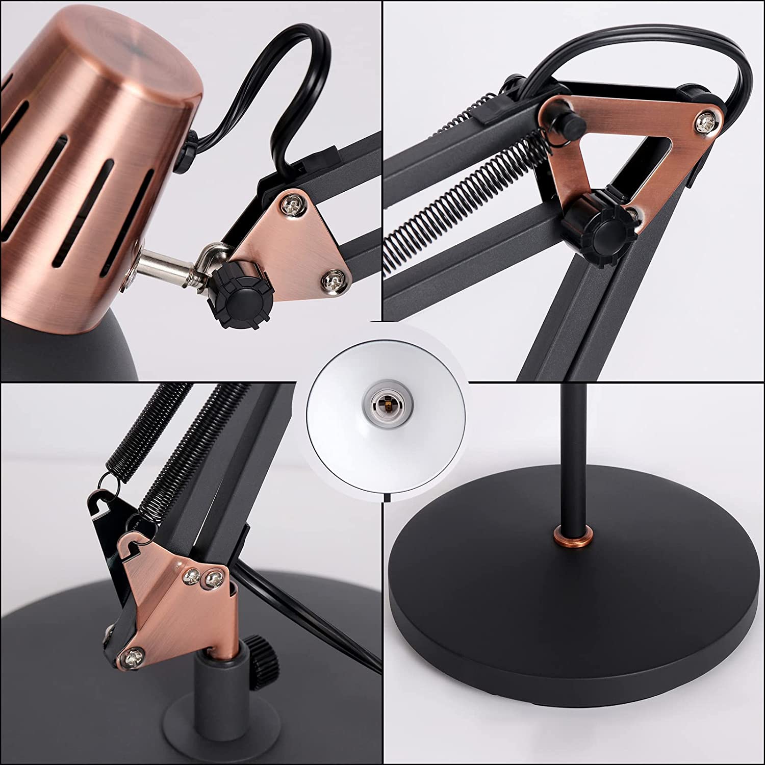 JEUNEU Metal Swing Arm Floor Lamp - Adjustable Architect Reading Lamp