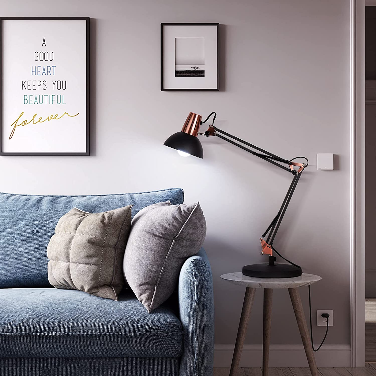 JEUNEU Metal Swing Arm Floor Lamp-Adjustable Architect Reading Lamp