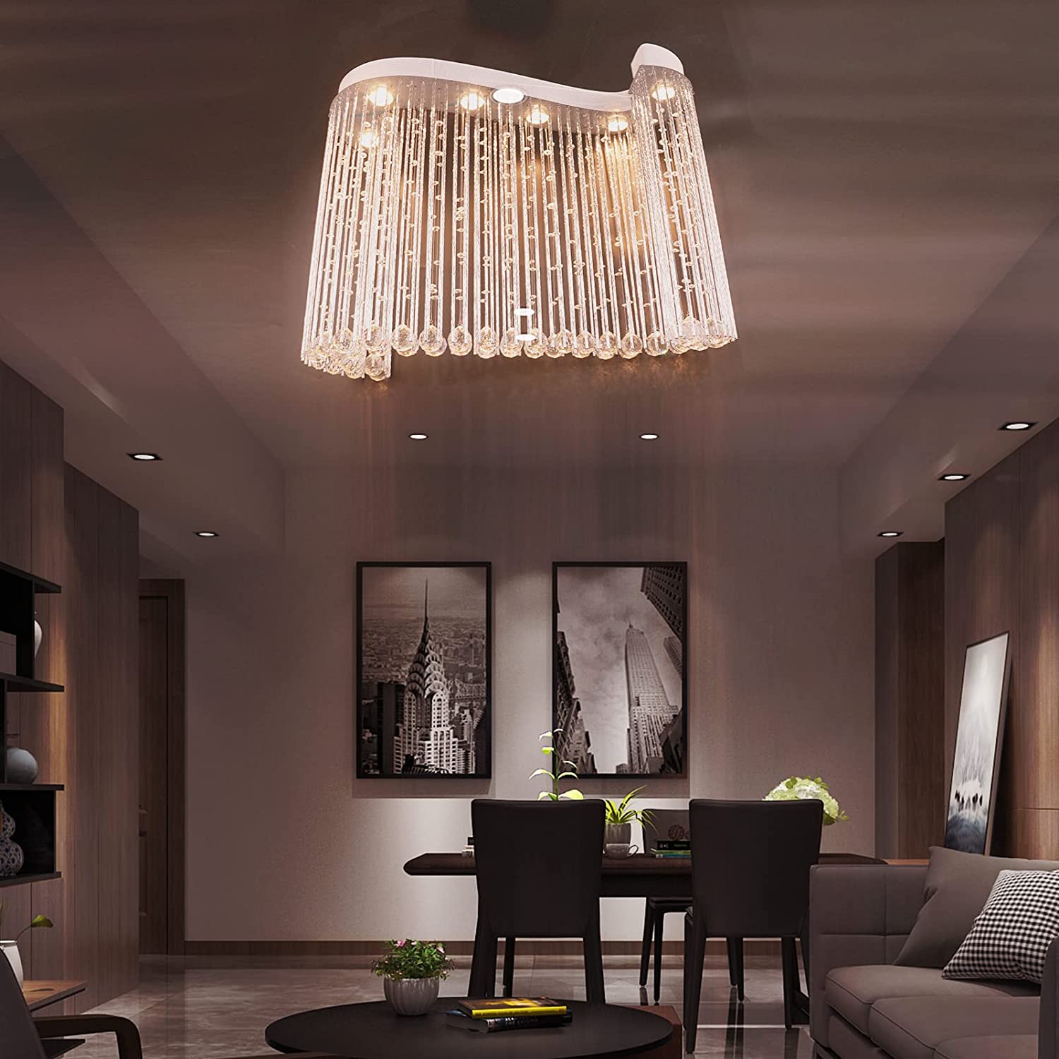 JEUNEU Modern Royal Crystal Chandelier Raindrop Ceiling Pendant Lamps