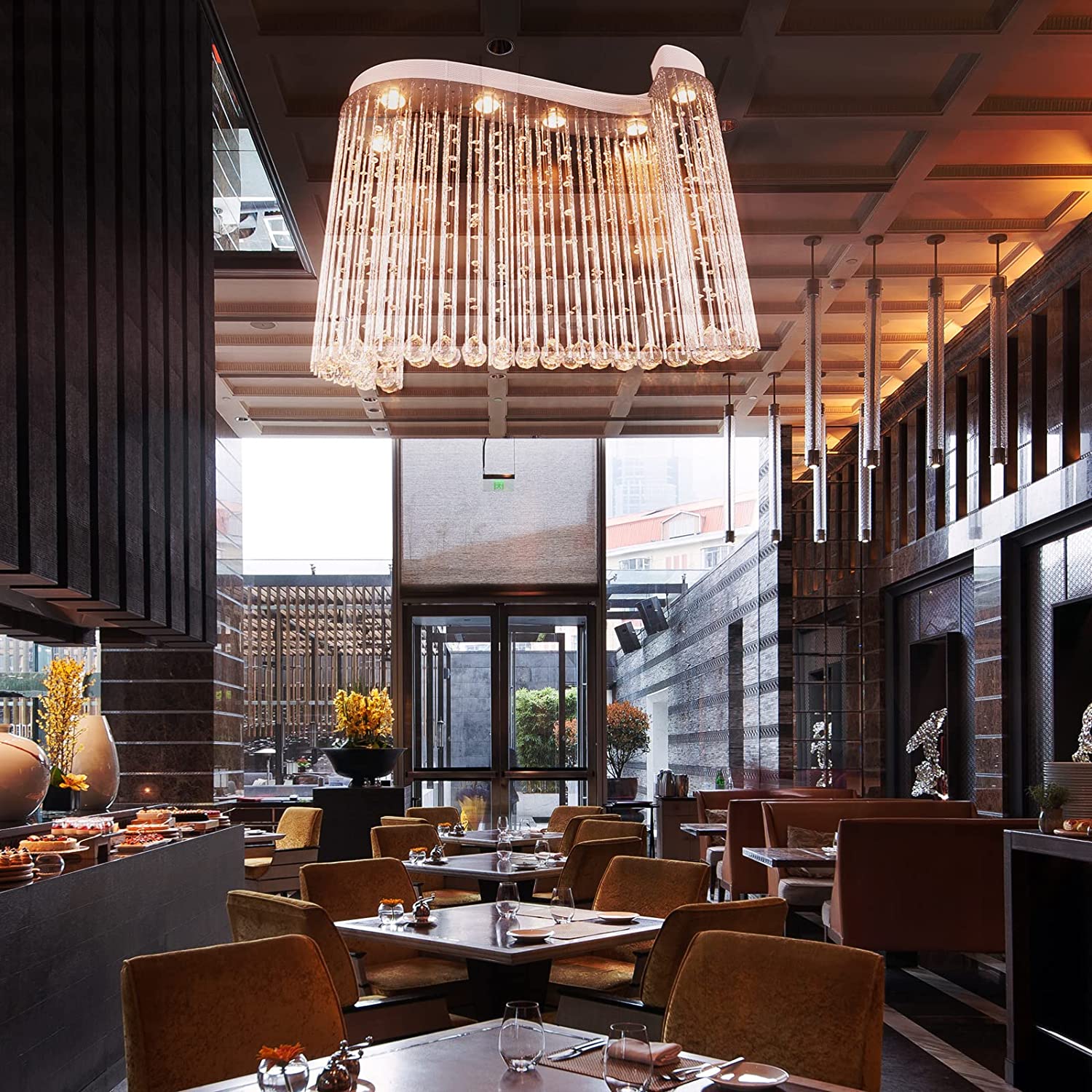 JEUNEU Modern Royal Crystal Chandelier Raindrop Ceiling Pendant Lamps