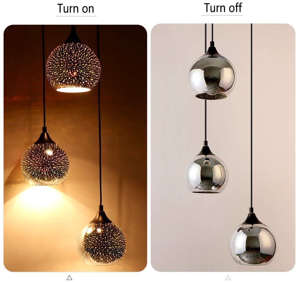 JEUNEU Nordic Modern Hanging Colorful 3D Firework Glass Chandeliers 3 Lights